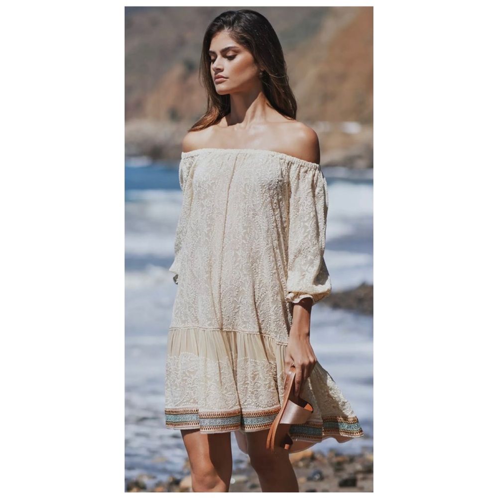 Nwot Anthropologie Somi Aisha Paisley Mini Dress In Ivory Size Small